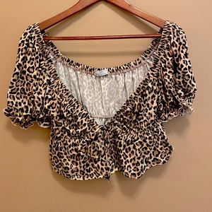 Urban Outfitters leopard print tie croptop